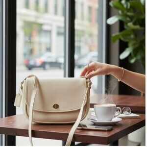 Coach Vintage City Bag #9790 Glovetanned Leather Crossbody Bag Purse Bone Cream